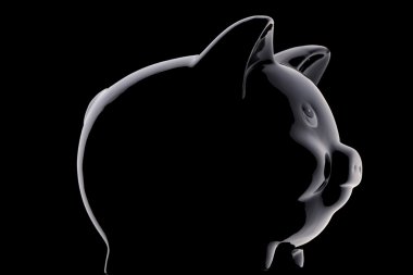 Black piggy bank clipart