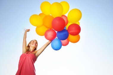 Woman with balloons clipart