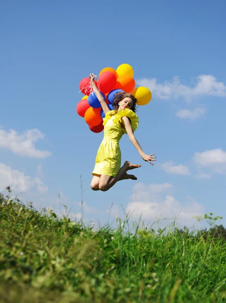 Voando com balões — Fotografia de Stock