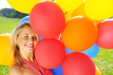 Girl with balloons clipart