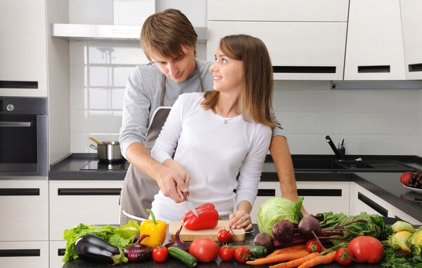 Couple cooking