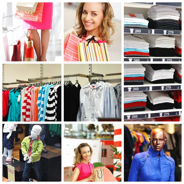 Shopping collage — Stockfoto