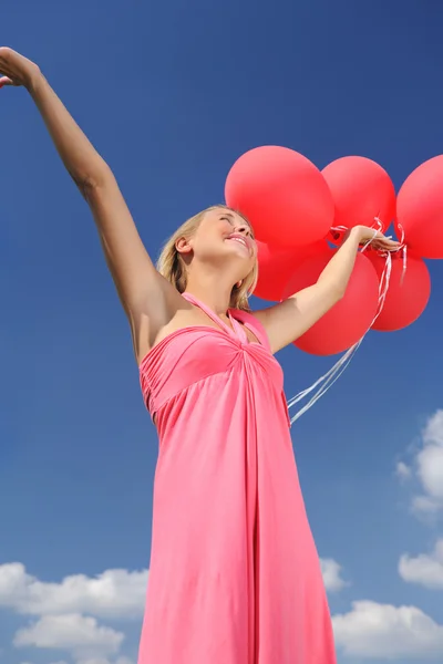 Mulher com balões — Fotografia de Stock