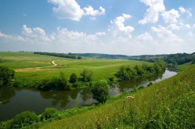 Russian landscape with river clipart