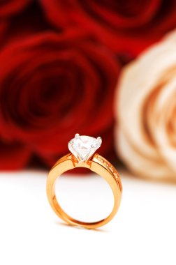 Engagement ring and roses clipart