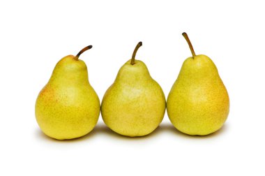 Three yellow pears isolated clipart