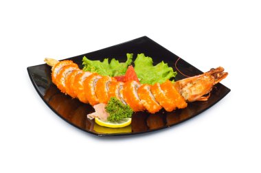 Sushi and crab isolated on the white clipart