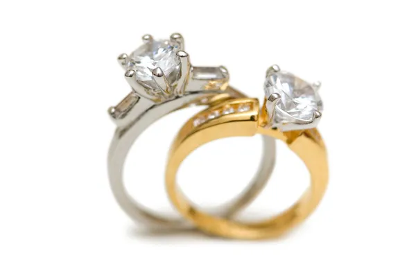 Dois anéis de diamante de casamento — Fotografia de Stock