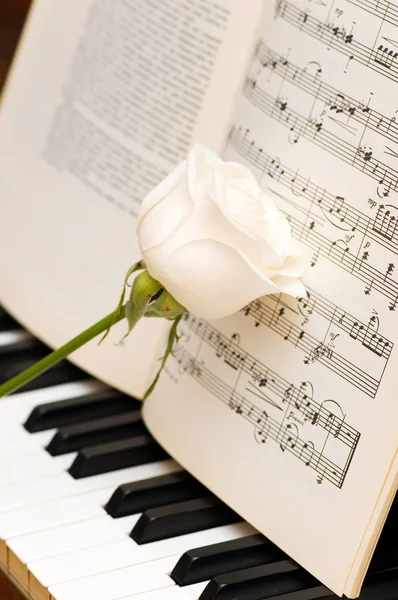 Jalá sobre las hojas de música y el piano — Foto de Stock