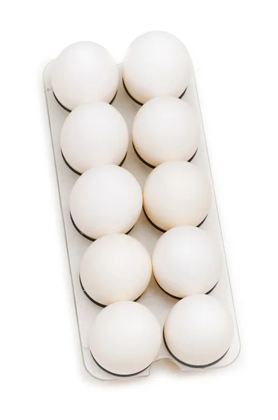 Groep eieren geïsoleerd op het wit — Stockfoto
