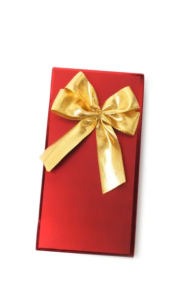 Red giftbox isolated on the white — Stock Photo, Image