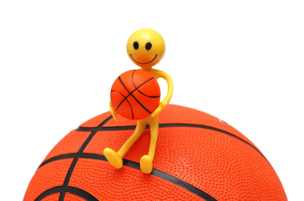 Smilie with basketball isolated — Zdjęcie stockowe