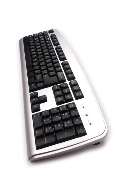 Silberne Tastatur isoliert auf der weißen — Stockfoto