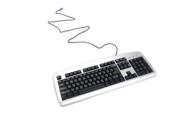 Срібна клавіатура ізольована на білому — стокове фото