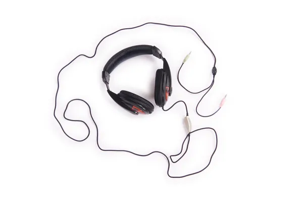 Słuchawki czarny na białym tle — Zdjęcie stockowe