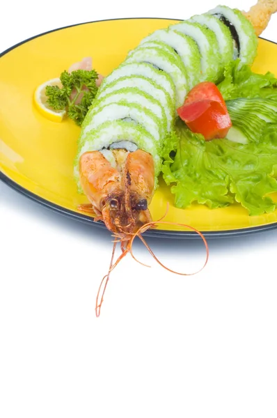 Sushi og krabbe isoleret på den hvide - Stock-foto