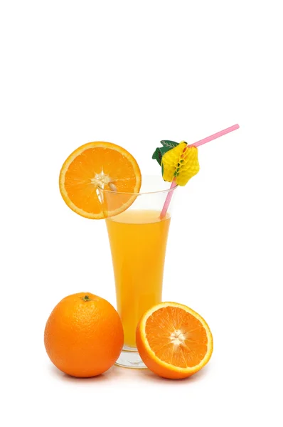 Naranja y jugo aislados — Foto de Stock