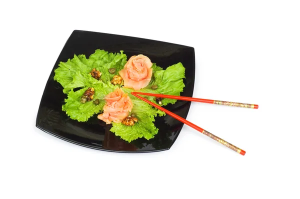 Łosoś sushi na białym tle — Zdjęcie stockowe