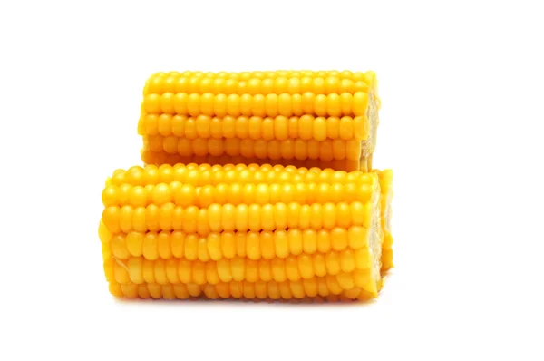 Três espigas de milho isoladas no branco — Fotografia de Stock