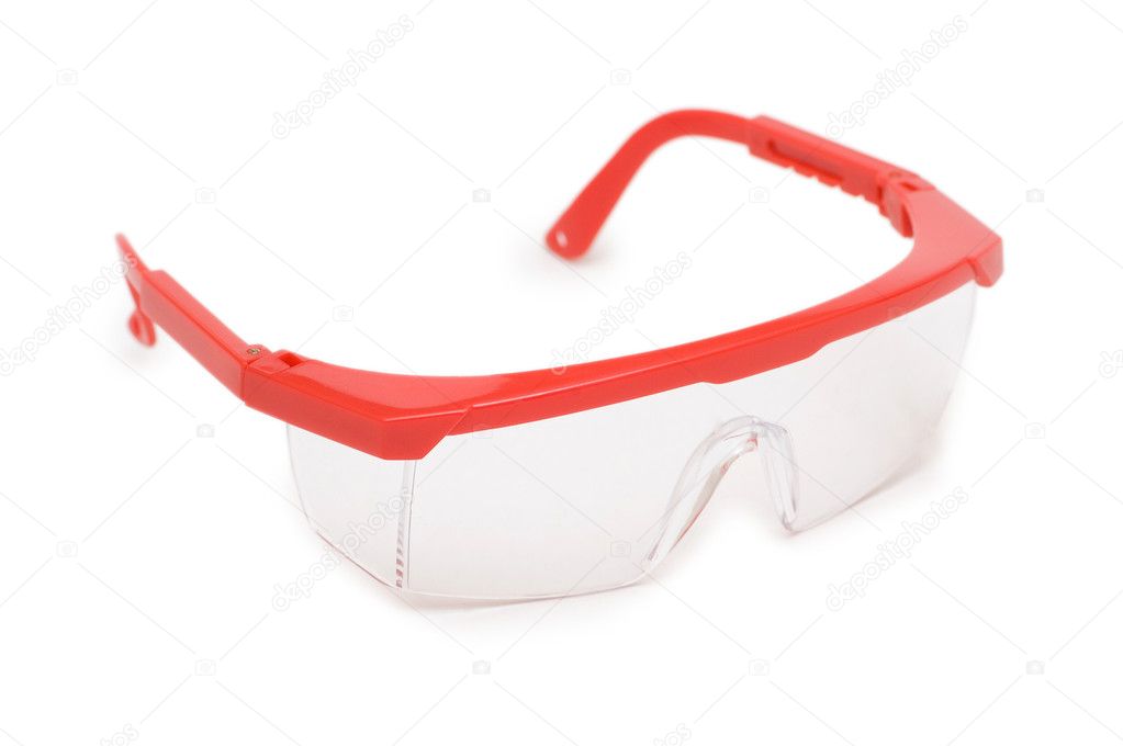 Red safety glasses isolated