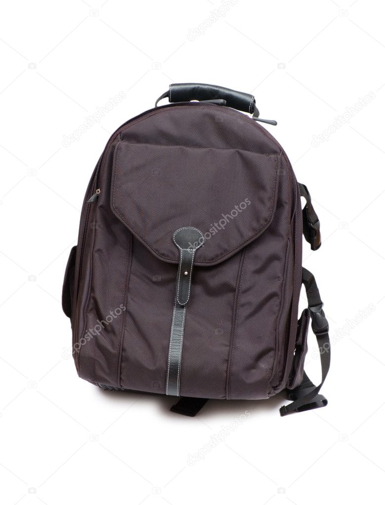 Black backpack isolated on the white