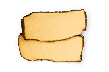 Burnt paper isolated on the white clipart