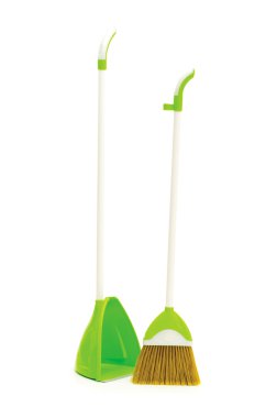 Cleaning broom isolated on the white clipart