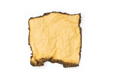 Burnt paper isolated on the white clipart