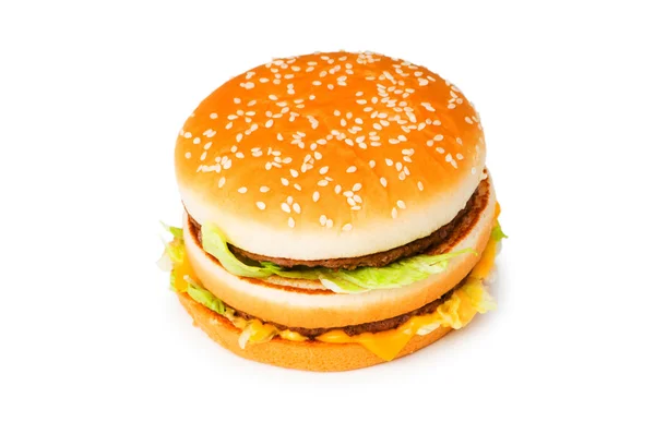 Διπλό cheeseburger απομονωθεί — Φωτογραφία Αρχείου