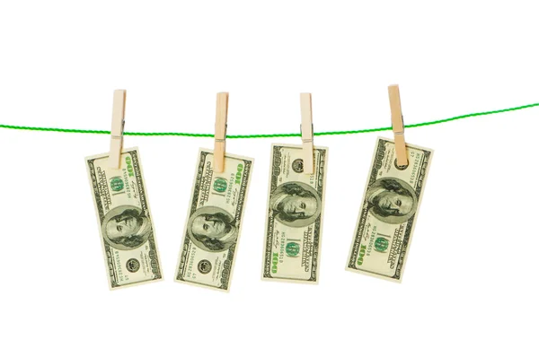 Conceito de lavagem de dinheiro com dólares — Fotografia de Stock