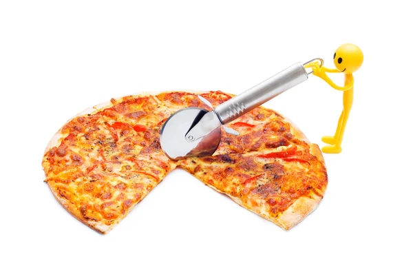 Pizza üzerinde beyaz izole — Stok fotoğraf