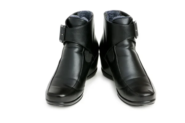 Black boots isolated on the white — Stock Photo, Image