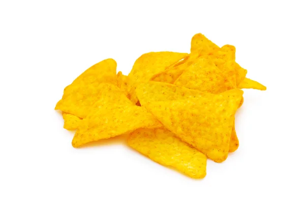 Haufen Chips auf Hintergrund angeordnet — Stockfoto