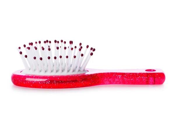 Pembe fırça üzerinde beyaz izole — Stok fotoğraf