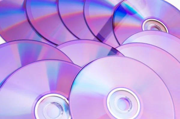 Veel Dvd's gerangschikt op de witte — Stockfoto