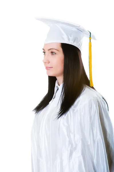 Молодой выпускник изолирован на белом — стоковое фото