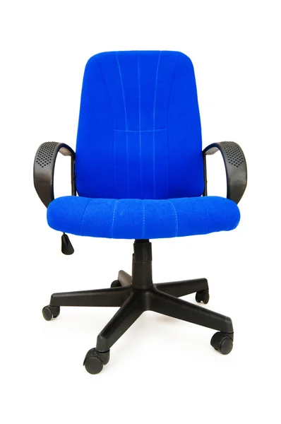 孤立在白色的蓝色办公椅 — 图库照片