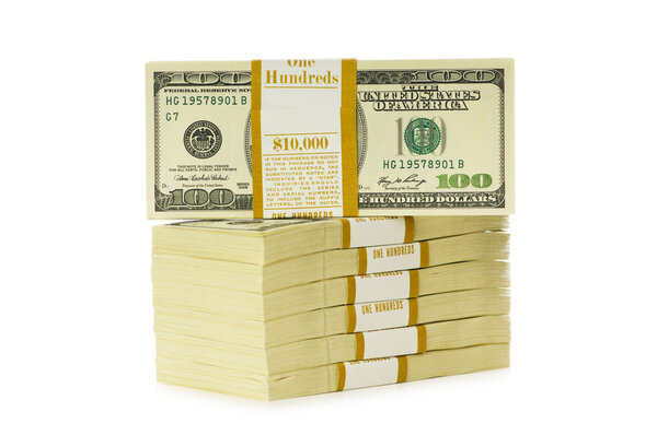 Stack of dollars isolated