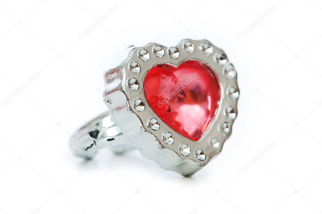 Heart shaped ring isolated on the white