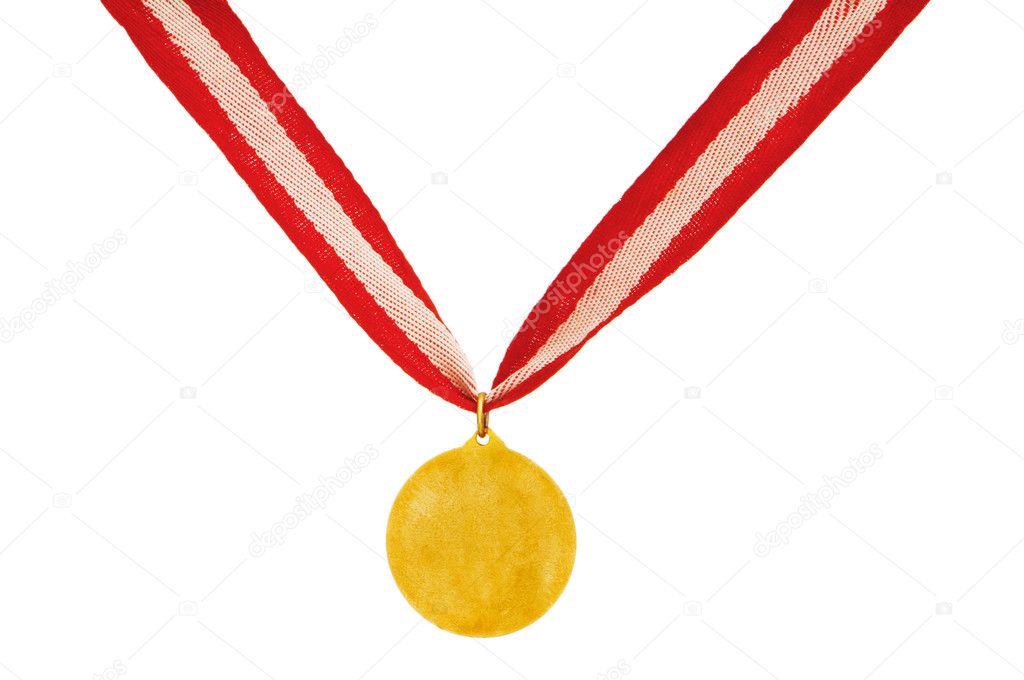 Golden medal isolated on the white