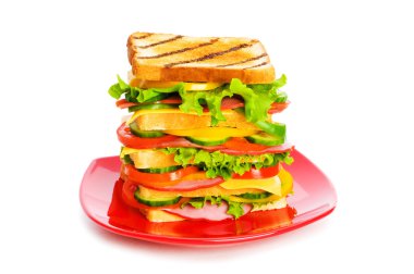 Giant sandwich isolated on the white clipart