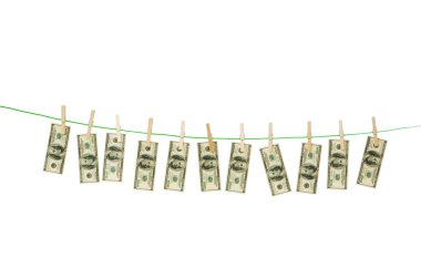 Money laundering concept with dollars clipart