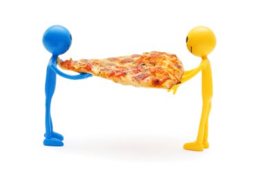 pizza üzerinde beyaz izole