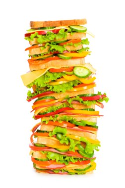 Giant sandwich isolated on the white clipart