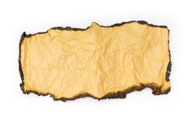 Burnt paper isolated on the white clipart