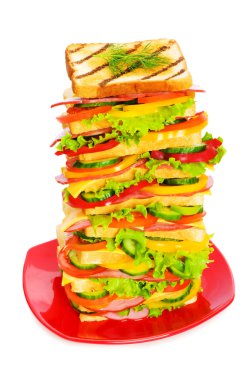 Giant sandwich isolated on the white clipart