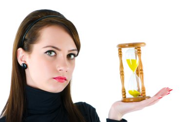 Woman with hourglass isolated clipart