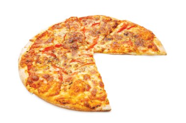 pizza üzerinde beyaz izole