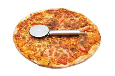 pizza üzerinde beyaz izole