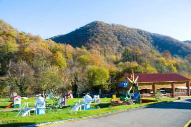 Mansion in the middle of mountain clipart